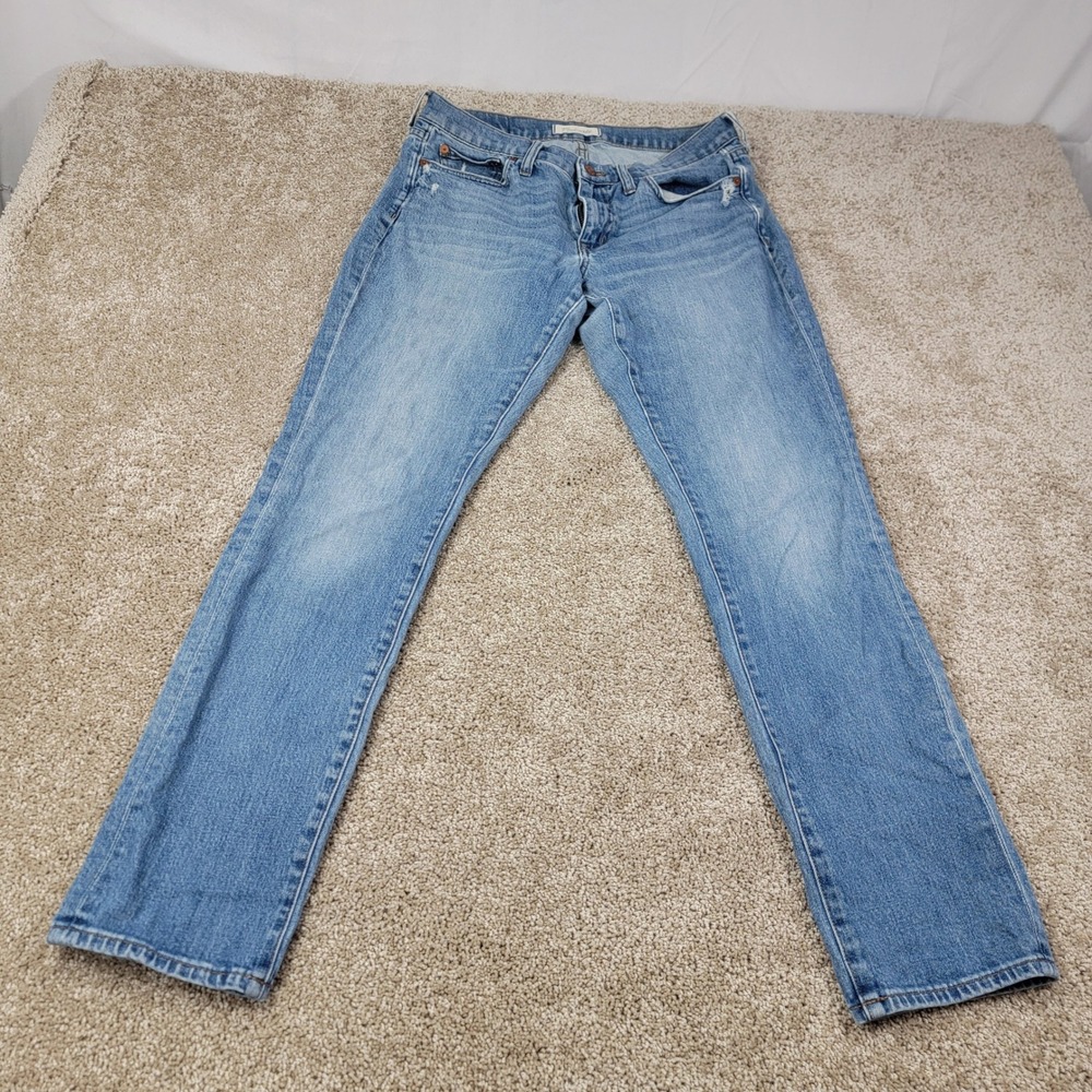 Madewell Womens Size 27cSlim Boy Jeans Distressed Denim Light Wash Relaxed Fit